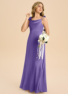 Azazie Gumdrop Junior Tahiti Empire Pleated Stretch Satin Dress image4
