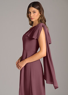 Azazie Tella Bridesmaid Dresses Sangria A-Line One Shoulder Chiffon Dress image8
