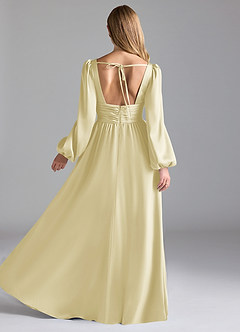 Azazie Norah Robes de demoiselle d'honneur Robe Trapèze en Satin extensible Sorbet Citron image2