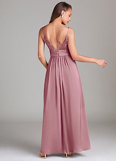 Azazie Maren Allure Bridesmaid Dresses Vintage Mauve A-Line Lace Stretch Satin Dress image5