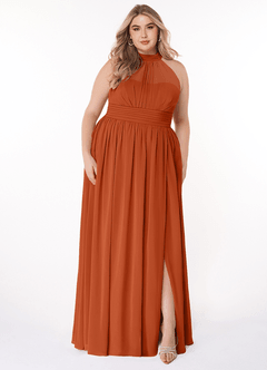 Azazie Iman At-home Try On Dresses Dusty Blue A-Line A-Line Ruched Chiffon Dress image8