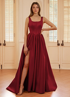 Blakellya Burgundy A-line Boned Corset Prom Dress image4