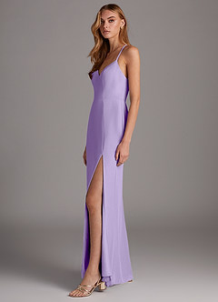 Azazie Manila Bridesmaid Dresses Lilac Sheath V-Neck Chiffon Dress image4