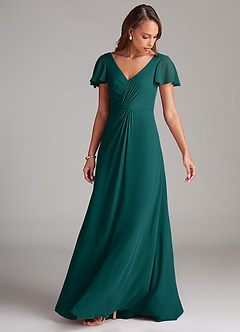 Azazie Soren Bridesmaid Dresses Peacock A-Line Ruched Chiffon Dress image5