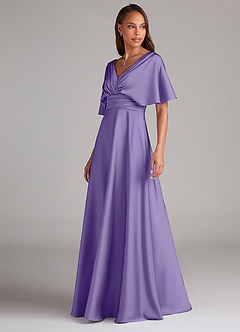 Azazie Pamela Robes de demoiselle d'honneur Robe Trapèze en Satin extensible Plissée Tahiti image4