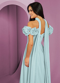 Barbie ♥ Azazie Bridesmaid Dresses Mist A-Line Off the Shoulder Chiffon Convertible Dress image19