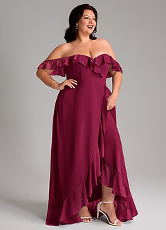 Azazie Lyra Bridesmaid Dresses Burgundy A-Line Chiffon Convertible Dress image14