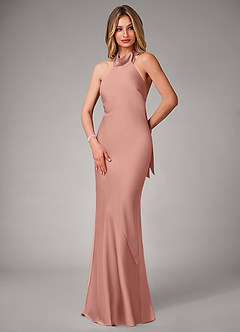 Azazie Velli Robes de demoiselle d'honneur Robe Sirène en Satin extensible Rosette image3