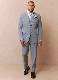 front Savile Grey Wool Blend 3-Piece Suit