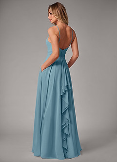 Azazie Amalia Bridesmaid Dresses Moody Blue A-Line Pleated Chiffon Dress image2