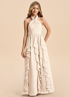 Azazie Daisy Junior White Alabaster A-Line Chiffon Dress image6