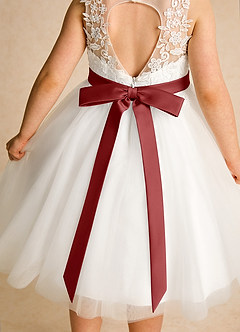 Azazie Lettie Flower Girl Dresses Ivory Rust Ball-Gown Lace Dress image5