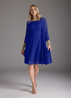 Azazie Sunny Abiti per la Madre della Sposa Abito A-Line in Maglia Plissettato Blu Reale image3