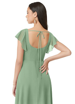 Azazie Bondi Abiti da Damigella Abito A-Line in Chiffon Increspato Matcha image2
