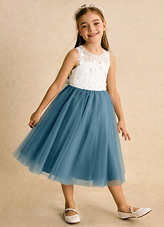 Azazie Lina Flower Girl Dresses Ivory Bermuda Ball-Gown Lace Dress image4