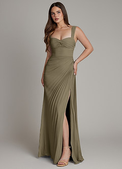 Azazie Amberly Final Sale Blushing Pink Sheath Sweetheart Neckline Chiffon Dress image1