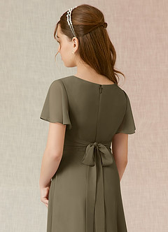 Azazie Induh Junior Willow Green A-Line Ruched Chiffon Dress image5