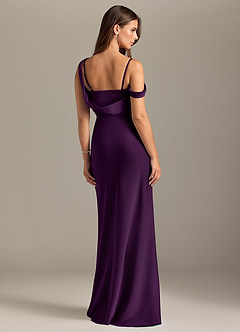 Azazie Madelyn Bridesmaid Dresses Grape Mermaid Off the Shoulder Stretch Satin Convertible Dress image2