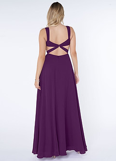Azazie Nahrin Bridesmaid Dresses Grape A-Line V-Neck Pleated Chiffon Dress image2