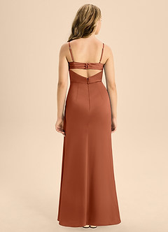 Azazie Renna Junior Cedar Rose A-Line Pleated Stretch Satin Dress image2