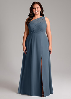 Azazie Phaedra Bridesmaid Dresses Neptune A-Line One Shoulder Chiffon Dress image9