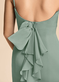 Azazie Lioren Junior Silver Sage Mermaid Bow Chiffon Dress image7