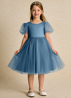 Azazie Duchess Flower Girl Dresses Bermuda A-Line with Sleeves Tulle Dress image4