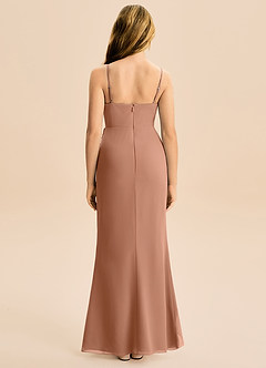 Azazie Buzzy Junior Robe Fourreau en Mousseline de soie Plissée Bronze image5