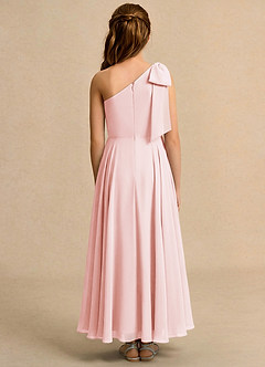 Azazie Guppy Girls Formal Flower Girl Dresses Blushing Pink A-Line One Shoulder Chiffon Dress image2