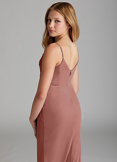 Azazie Deandra Junior Pistachio Sheath Mesh Dress image5