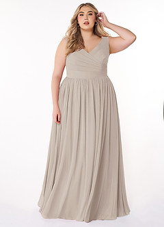 Azazie Keyla Bridesmaid Dresses A-Line V-Neck Pleated Chiffon Floor-Length Dress image6