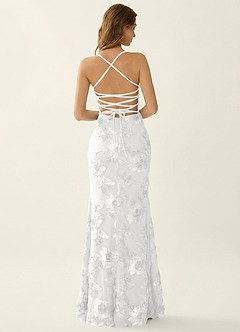 Kailani White 3D Flowers Corset Mermaid Lace Up Back Prom Dress image2
