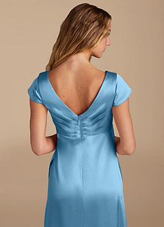 Azazie Allessia Brautjungfernkleider für Schwangere A-Linie Metallischer Satin Bodenlänge Kleid image6