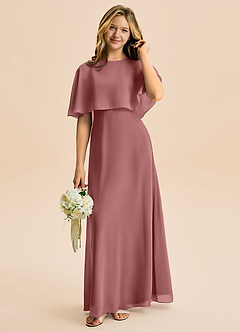 Azazie Maris Junior Abito A-Line in Chiffon Rosa Del Deserto image1