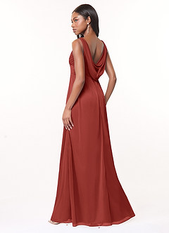 Azazie Oceana Venta Final Vestido de Dusty Rose de Malla de Acampanado con Cuello en V plisado image2