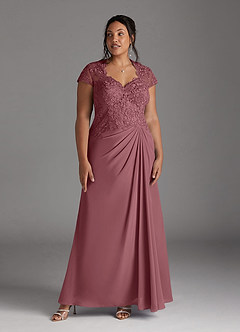 Azazie Junie Mother of the Bride Dresses Desert Rose A-Line Lace Chiffon Dress image1