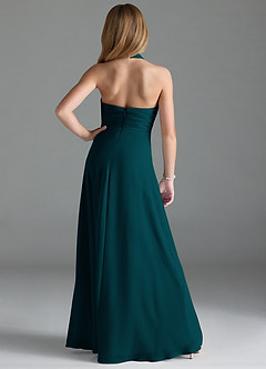 Azazie Tessie Junior Pine A-Line Pleated Chiffon Dress image2