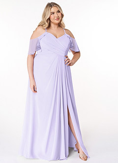 Azazie Dakota Bridesmaid Dresses Lilac A-Line V-Neck Pleated Chiffon Dress image9