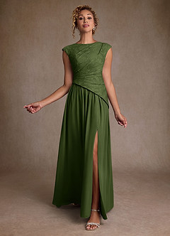 Azazie Kalleen Abiti per la Madre della Sposa Abito A-Line in Chiffon Plissettato Oliva image2