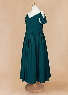 Azazie Chelle Flower Girl Dresses Pine A-Line Pleated Chiffon Dress image8