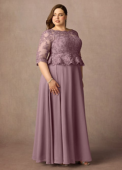 Azazie Averie vestidos de madre de la novia Vestido de Rosa Polvorienta de Gasa de Corte En A con Cuello barco Lentejuelas image13