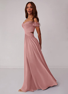 Barbie ♥ Azazie Bridesmaid Dresses Dusty Rose A-Line Off the Shoulder Chiffon Convertible Dress image3