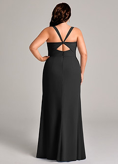 Azazie Mero Bridesmaid Dresses Black Sheath Pleated Chiffon Dress image10