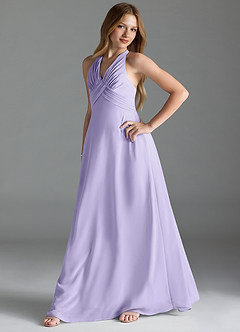 Azazie Tessie Junior Lilac A-Line Pleated Chiffon Dress image3