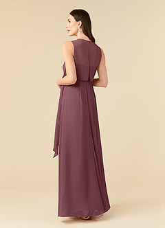 Azazie Marchioness Mother of the Bride Dresses Sangria A-Line Scoop Pleated Chiffon Dress image4