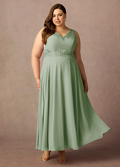 Azazie Devana Mother of the Bride Dresses Dusty Sage A-Line Sequins Chiffon Dress image13