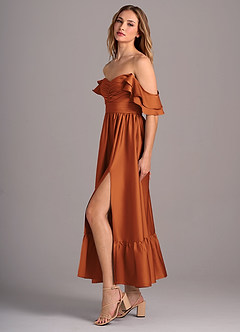 Azazie Anaya Bridesmaid Dresses Cinnamon A-Line Sweetheart Neckline Stretch Satin Convertible Dress image4