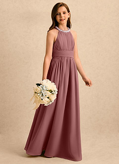 Azazie Aria Girls Formal Flower Girl Klänningar Klänning A-Line i Chiffong Plisserad image3