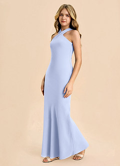 Azazie Doretta Junior Robe Fourreau en Mousseline de soie Plissée Eis image4