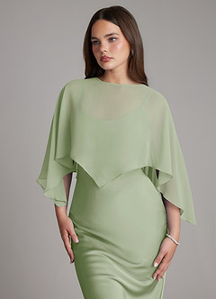 Azazie Ambra Brautjungfernkleider Meerjungfrau-Linie Plissee Stretch-Satin Kleid Staubiger Salbeigrün image4